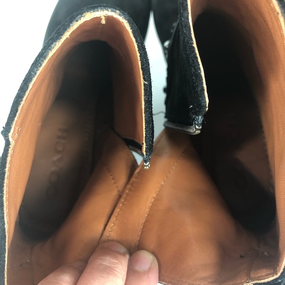 Coach black suede ankle boots floral stud size 5.5 - Picture 4 of 8